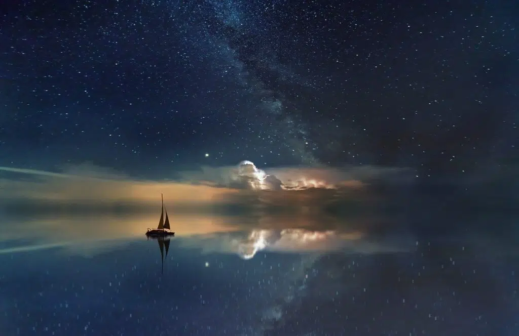Océano bote estrellas