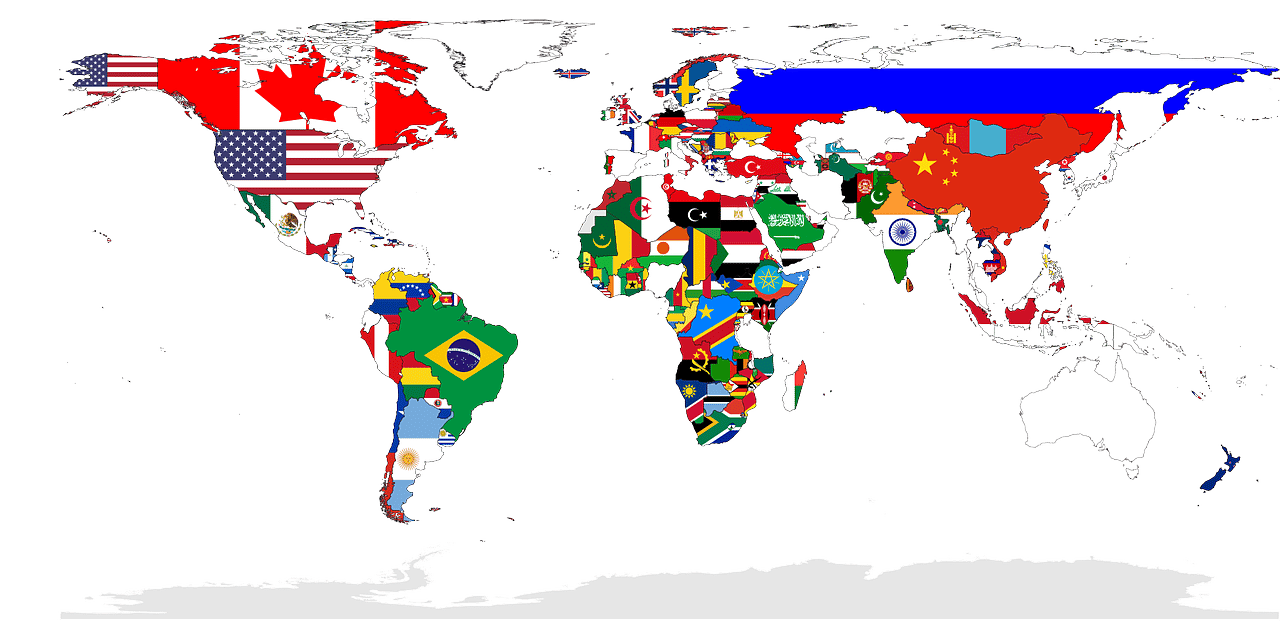 Fronteras, territorios, mapa político mundial. 