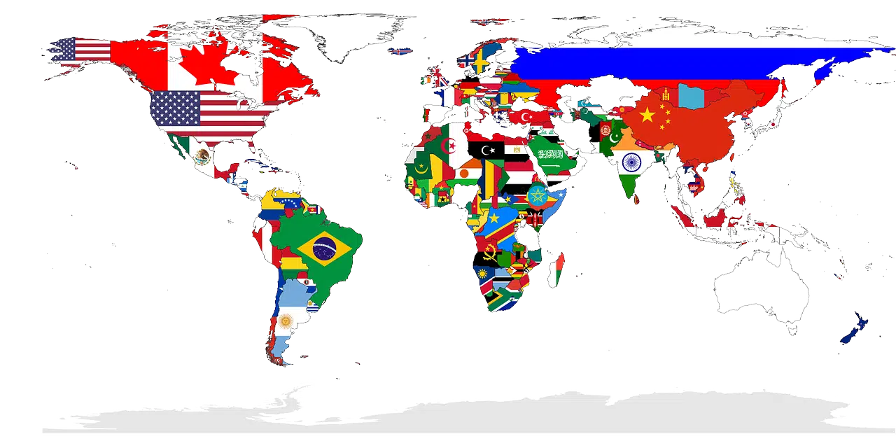 Fronteras, territorios, mapa político mundial. 