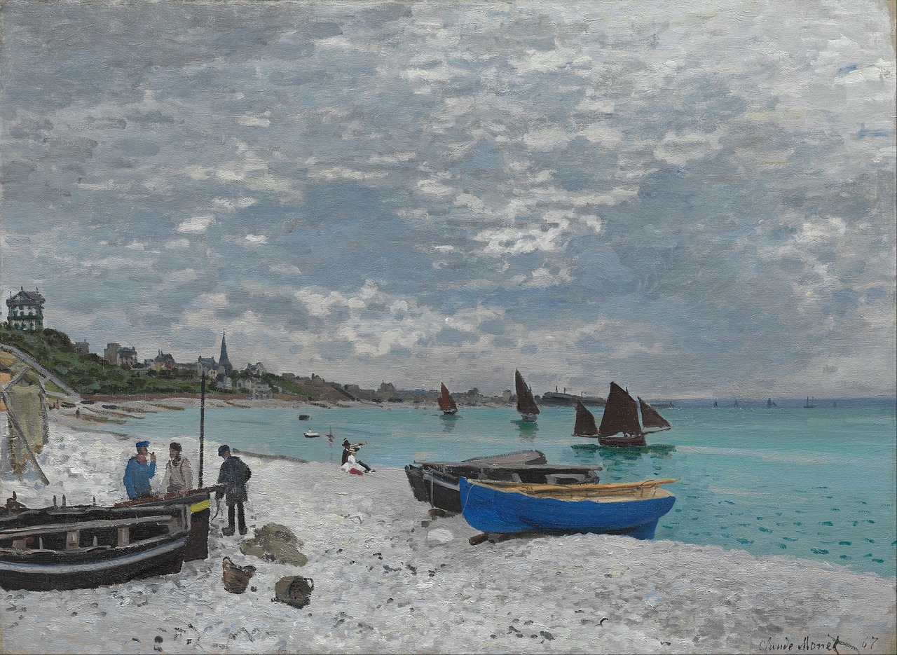 Pintura de Monet titulada La playa de Saint-Adresse